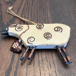 Handcrafted Sheep Folk Art Ornament